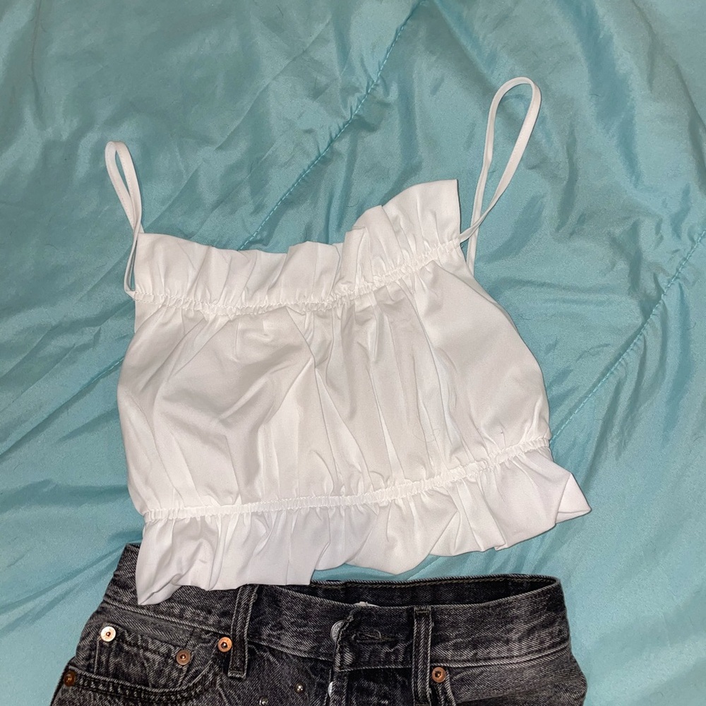 Tie back white crop top